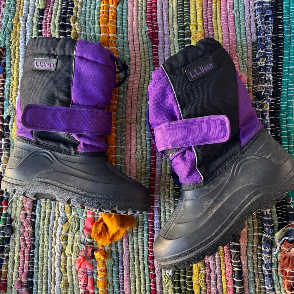 LL Bean Kids 5 Snow Boots Purple Black Nylon PVC Winter ONA82 USA Assembled